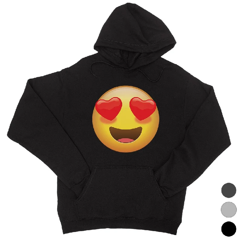 Easy Wear Chic Emoji-Heart Eyes Unisex Pullover Hoodie Beautiful Perfect Gag Gift