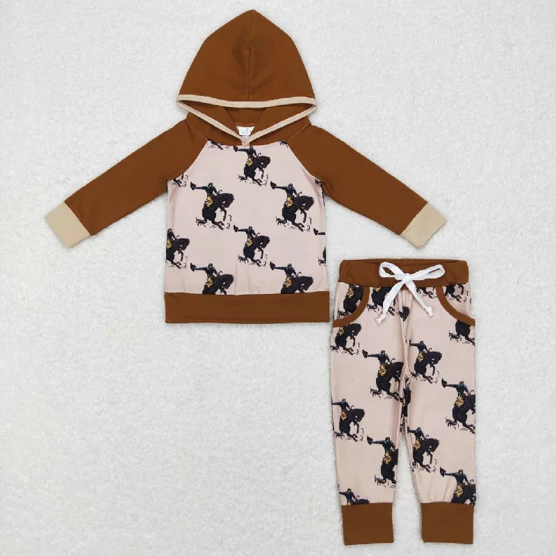 Carefree Style BLP0362 brown rodeo cowboy  Boys Long Sleeve Hoodies Outfits