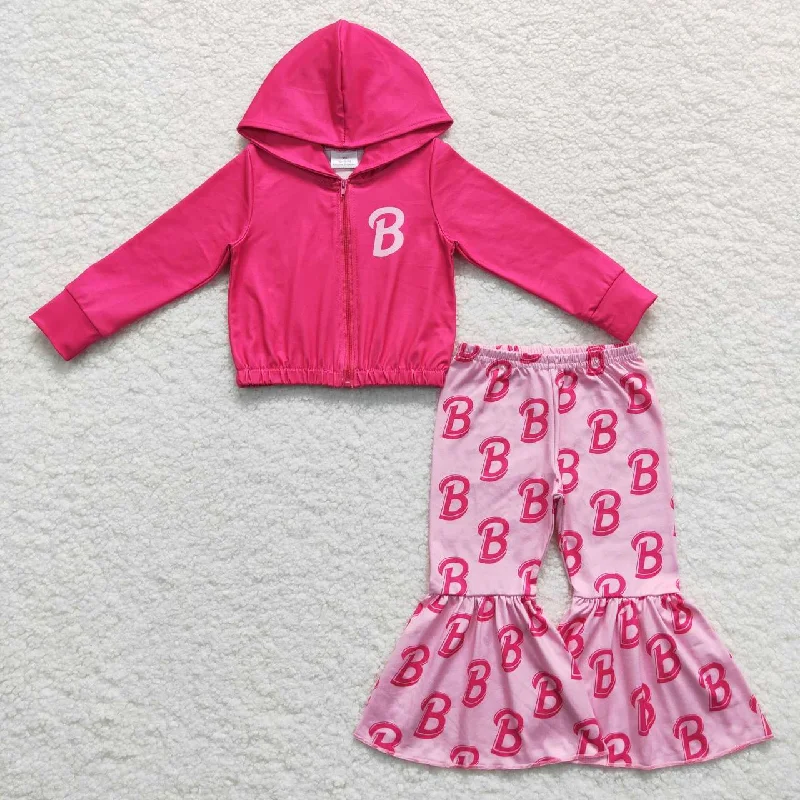 Artistic Temperament P0306  GT0330  B Pink Cartoon 2pcs Girls Long Sleeve Hoodies Outfits