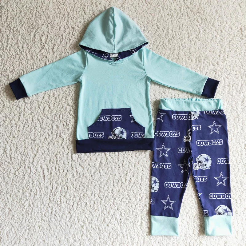 Designer Style BLP0095 Blue Starts Cowboys Football Team Pockets Boys Long Sleeve Hoodies Outfits Designer Style BLP0095 Blue Starts Cowboys Football Team Pockets Boys Long Sleeve Hoodies Outfits