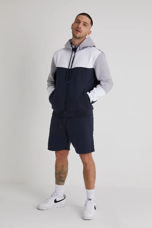 Soft Fabric Looks Ward premium cut & sew zip fleece hoodie in Navy