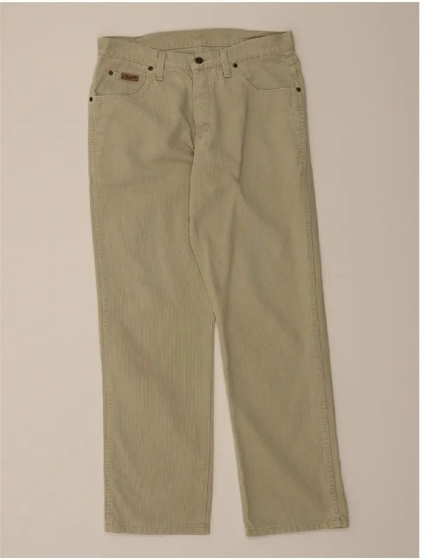 Breezy Style WRANGLER Mens Straight Casual Trousers W32 L30 Green Pinstripe Cotton