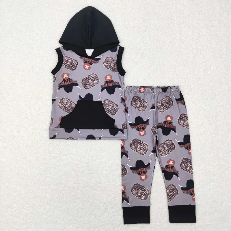 Modern Tailoring promotion BSPO0069 Brown black cow pocket Boys Short Sleeve Hoodies Outfits Modern Tailoring promotion BSPO0069 Brown black cow pocket Boys Short Sleeve Hoodies Outfits