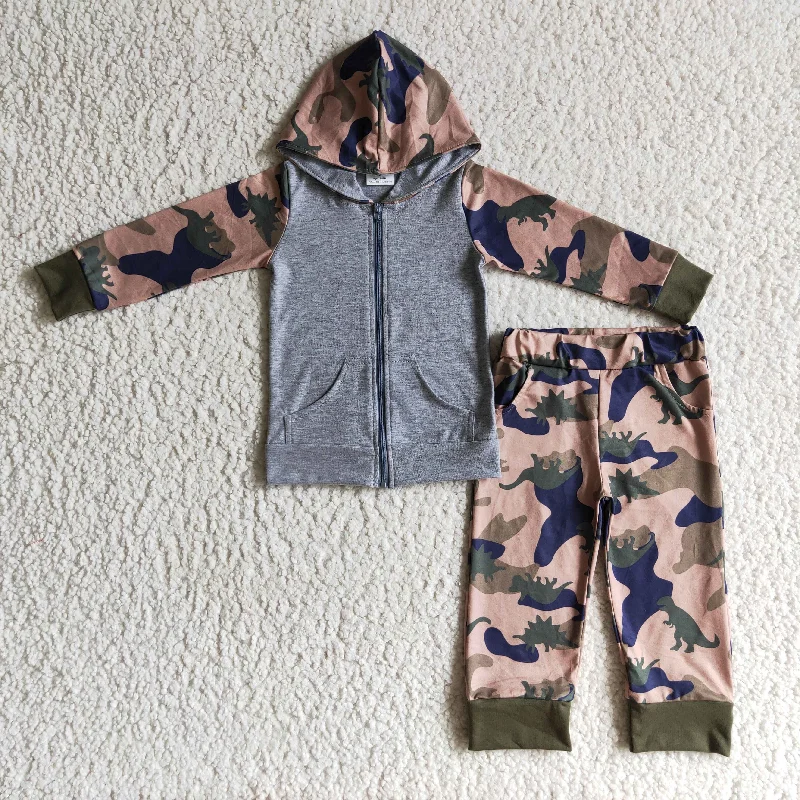 Fashion Elements BLP0069 Grey Green Dinosaur Cartoon Boys Long Sleeve Hoodies Outfits Fashion Elements BLP0069 Grey Green Dinosaur Cartoon Boys Long Sleeve Hoodies Outfits