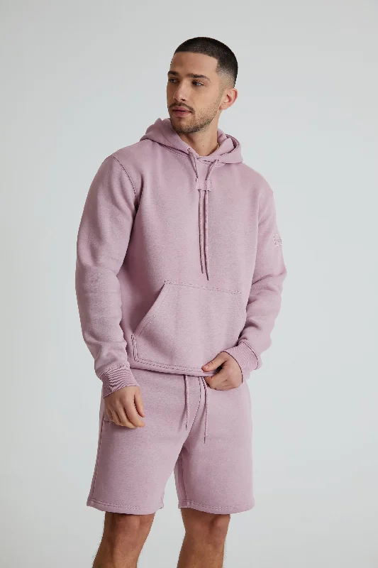 Trendy Layers Aldo premium brushback fleece hoodie in Mauve haze