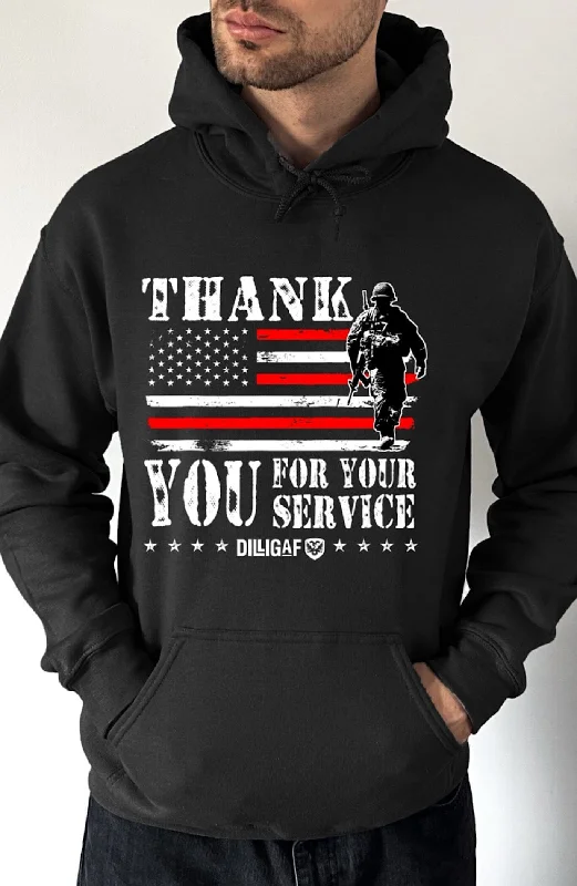Light And Breathable Thank You For Your Service Pullover Hoodie