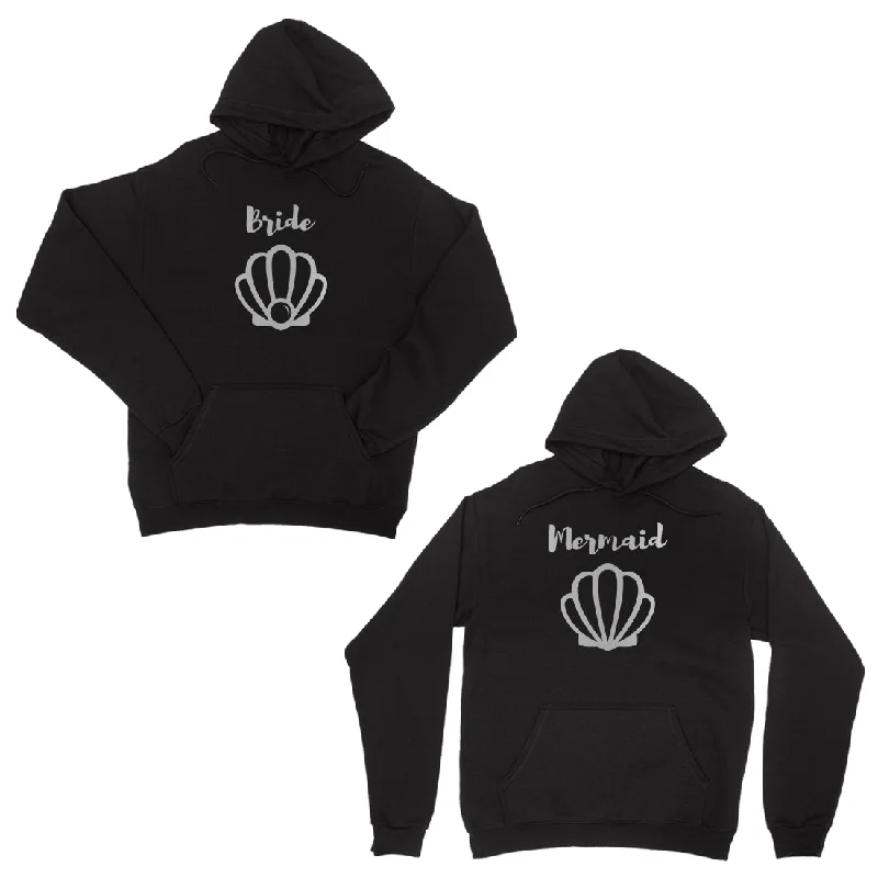 Minimal Style Bride Mermaid Seashell-SILVER Unisex Pullover Hoodie Sweet Awesome