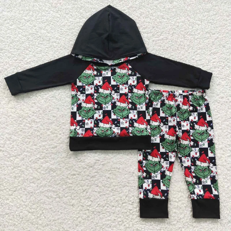 Trendy Traveler BLP0223 Christmas Black Green Cartoon Boys Long Sleeve Hoodies Outfits Trendy Traveler BLP0223 Christmas Black Green Cartoon Boys Long Sleeve Hoodies Outfits