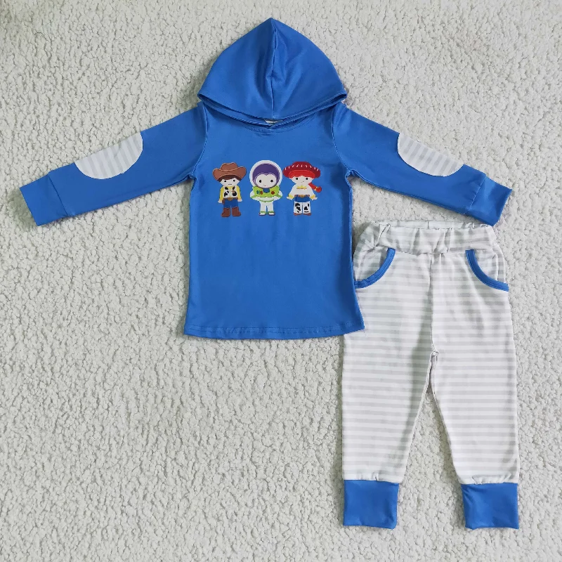 Street Charm promotion BLP0099 Toy Cowboy Blue Cartoon Boys Long Sleeve Hoodies Outfits