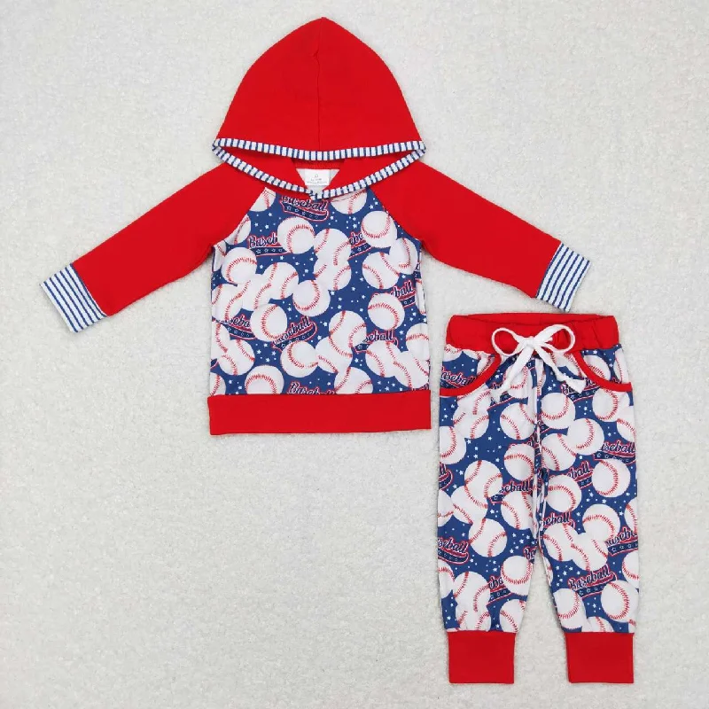 Sports Fashion BLP0386 blue red softball  Boys Long Sleeve Hoodies Outfits