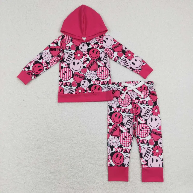 Spring Fashion GLP1126 Valentine Pink Love Howdy Girls Long Sleeve Hoodies Outfits