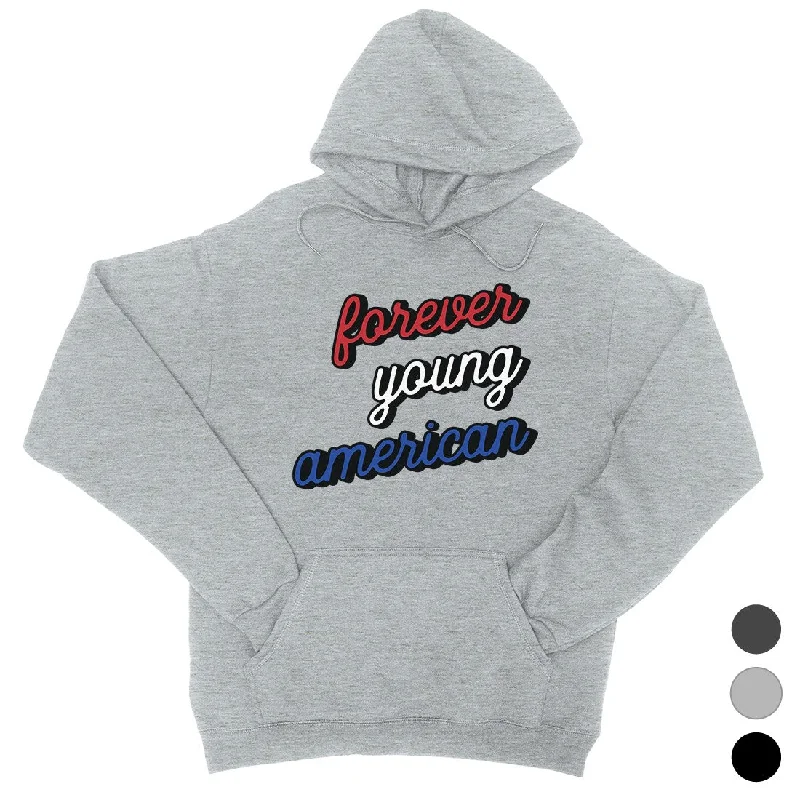 Elegant Wear 365 Printing Forever Young American Womens Hooded Sweatshirt For 4th of July