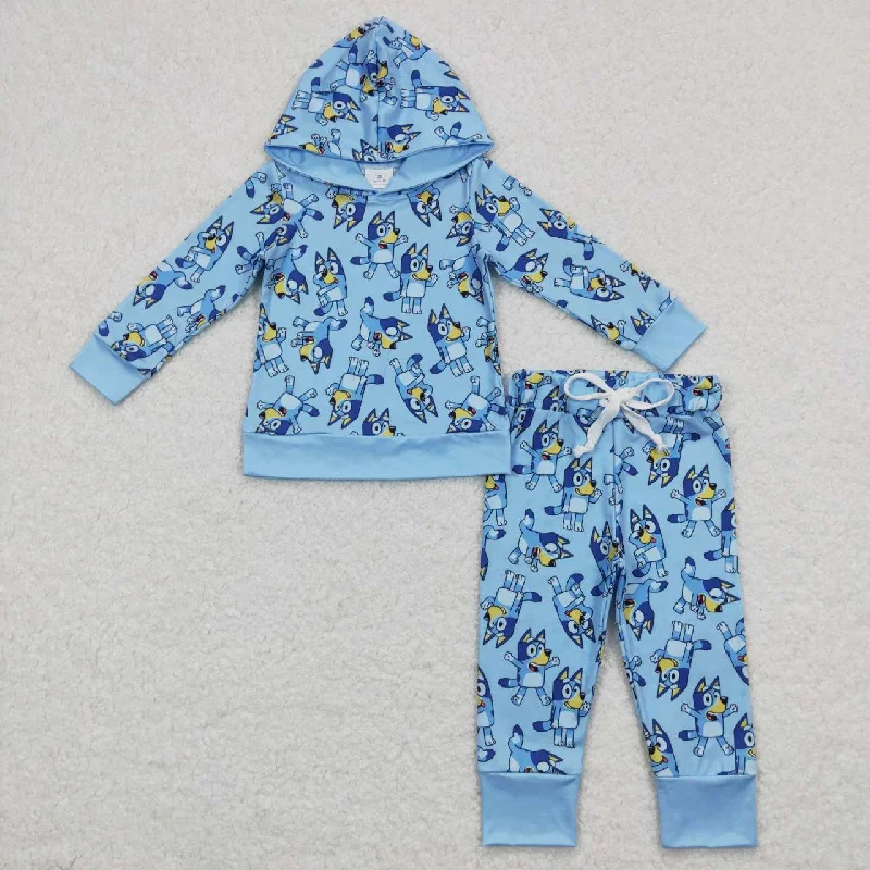 Fashion Innovation BLP0399  Blue Dog Cartoon  Boys Long Sleeve Hoodies Outfits