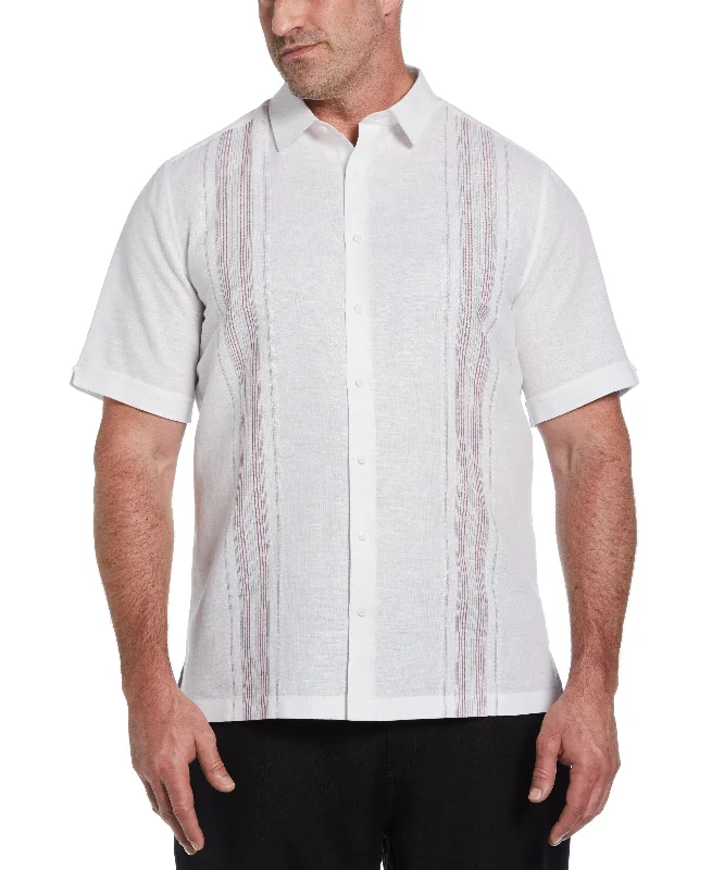 Stylish Wear Big & Tall Linen Blend Yarn Dyed Panel Shirt