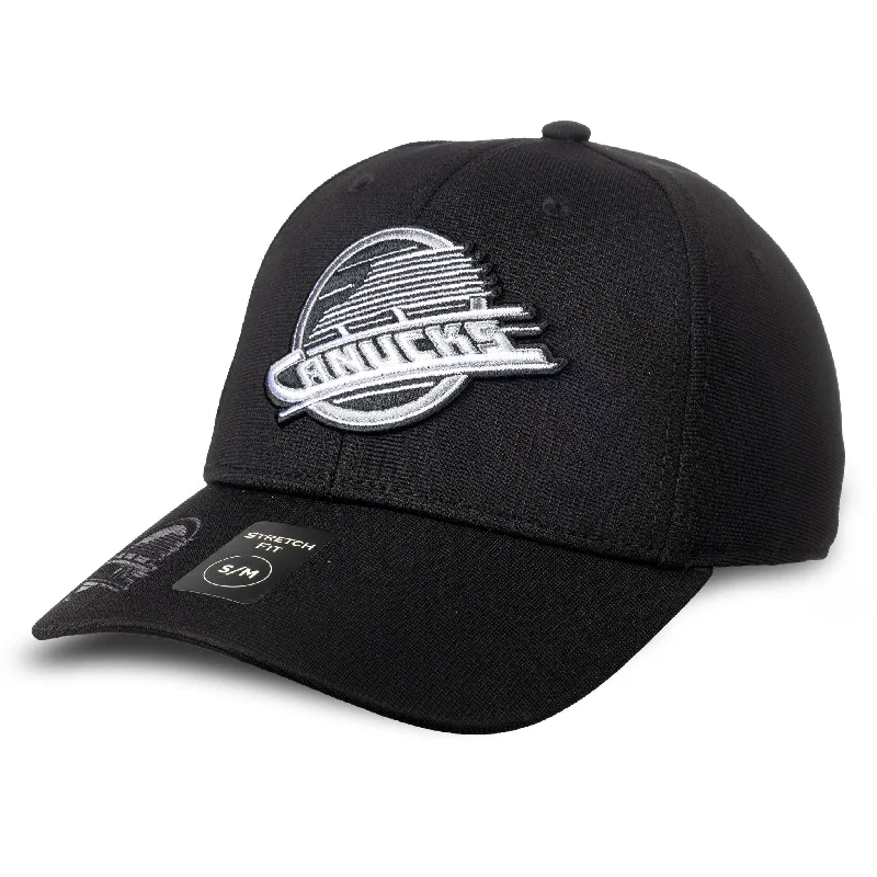 Fashionable And Versatile American Needle NHL E-Boss Platinum Stretch Hat -  Vancouver Canucks Skate
