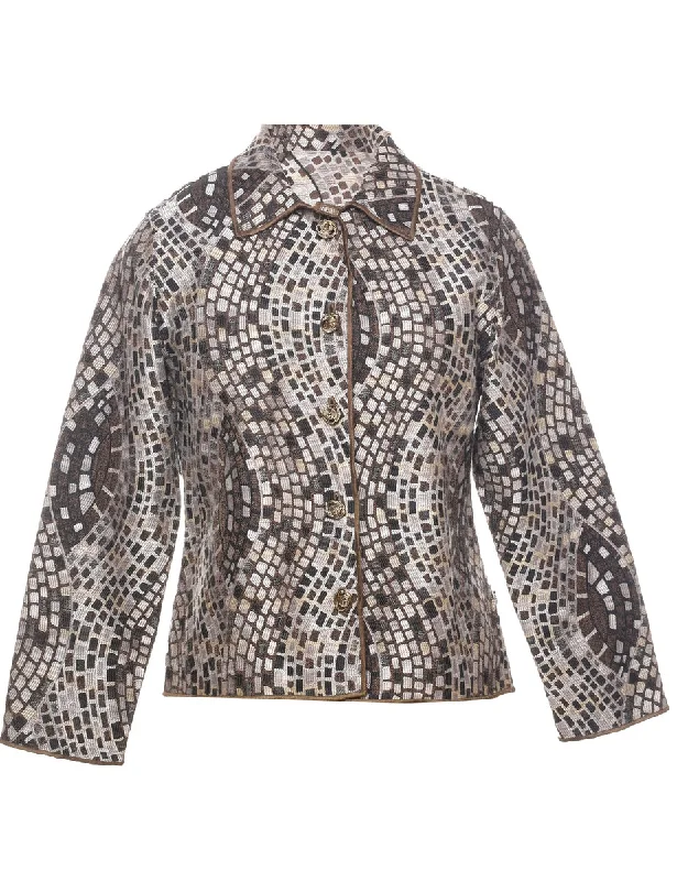 Soft Fashion Button Front Tapestry Jacket - M