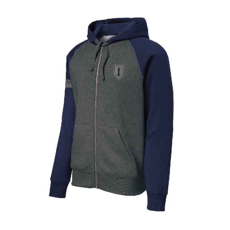 Romantic Temperament 1st Infantry Color Block Zip Up Hoodie