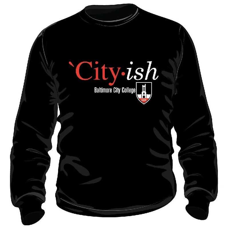 Classic Items BALTIMORE CITY COLLEGE | CITY-ISH Black Unisex Sweatshirt (DK)