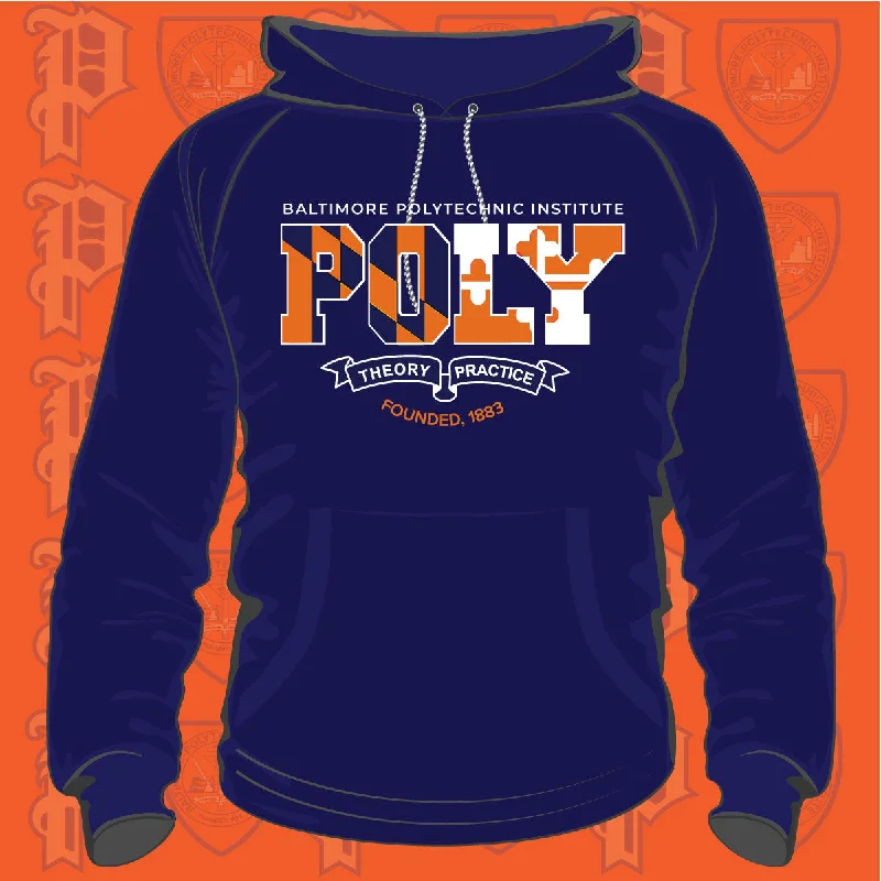 Lively And Youthful Baltimore Polytechnic Institute | POLY FLAG COLOR Navy Unisex Hoodie -DK-