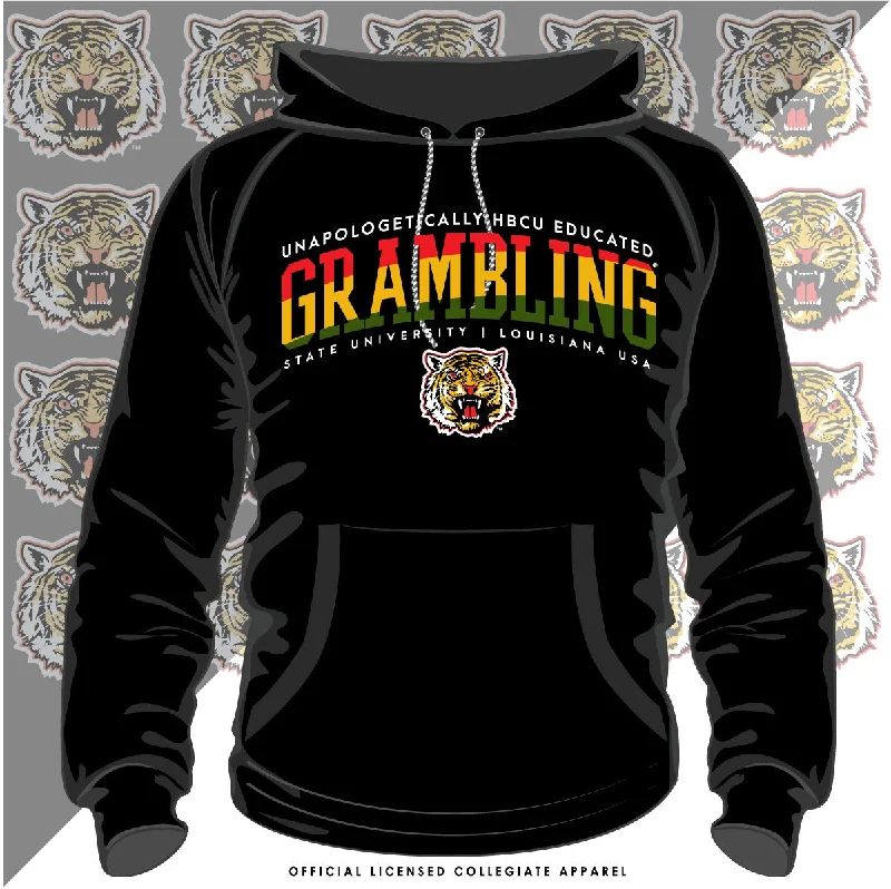 Celebrity Style Grambling State | 1892 Selassie RASTA Colors Arch Black Unisex Hoodie (Z)