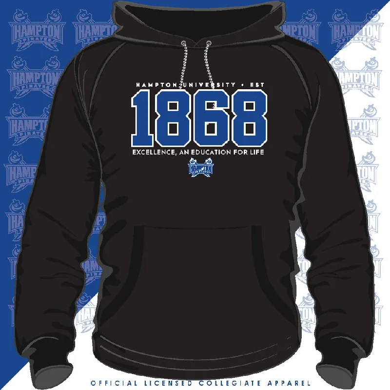 Personalized Design Hampton U | EST. 1868 Black Unisex Hoodie (Z)