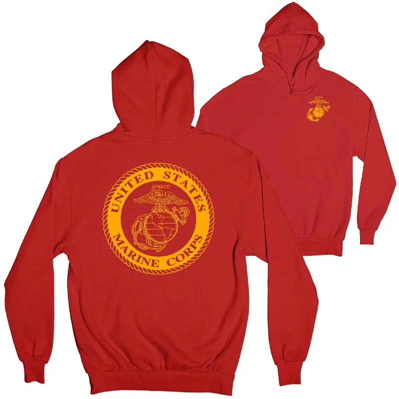 Easygoing Style Marines Large Gold Seal 2-Sided Hoodie