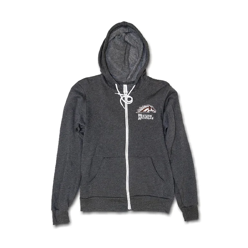 Chic Outfits Western Michigan Zip-Up Sponge Fleece Hoodie