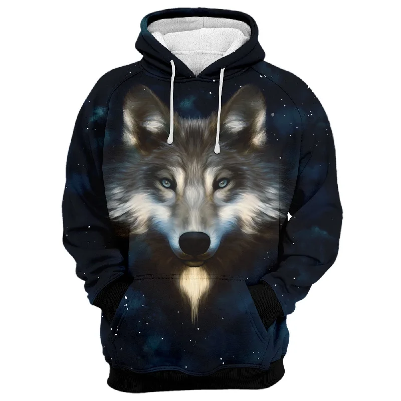 Street Cool Wolf In Night Hoodie