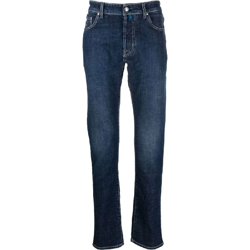Comfy Chic Jacob Cohen Exclusive Indigo Straight Leg Jeans with Bandana Men's Detail