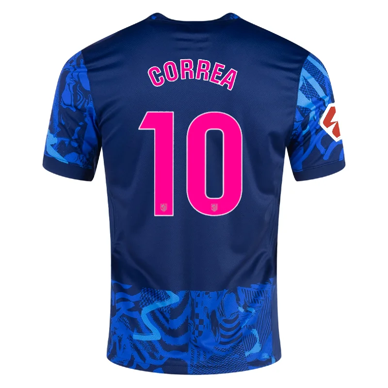 Luxury Fashion Nike Atletico Madrid Angel Correa Third Jersey w/ La Liga Patch 24/25 (Blue Void/Pink Glow)