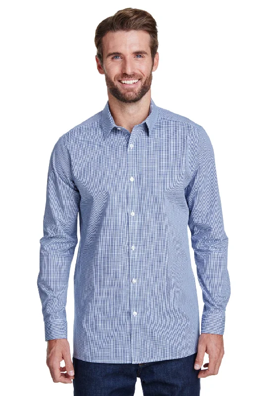 Casual And Casual Artisan Collection Mens Microcheck Gingham Long Sleeve Button Down Shirt - Navy Blue/White Casual And Casual Artisan Collection Mens Microcheck Gingham Long Sleeve Button Down Shirt - Navy Blue/White