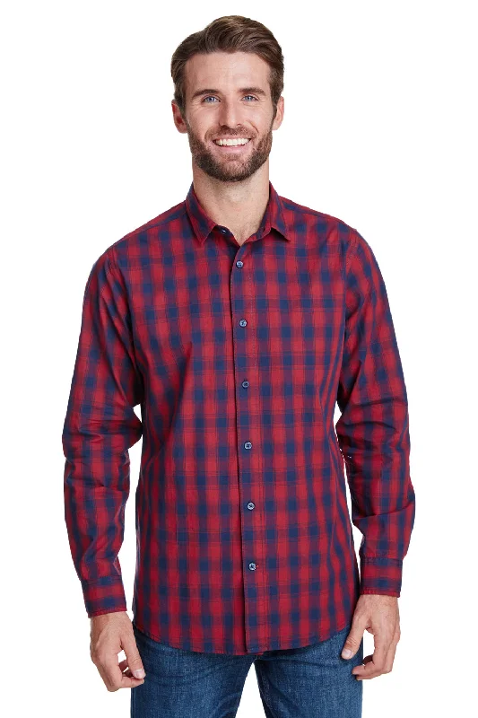 Street Fashion Artisan Collection Mens Mulligan Check Long Sleeve Button Down Shirt - Red/Navy Blue Street Fashion Artisan Collection Mens Mulligan Check Long Sleeve Button Down Shirt - Red/Navy Blue