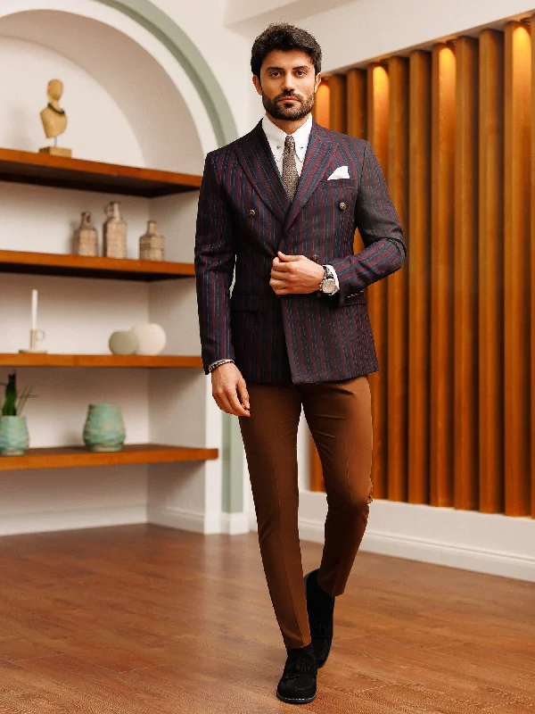 Classic Retro Bordeaux Double Breasted Blazer