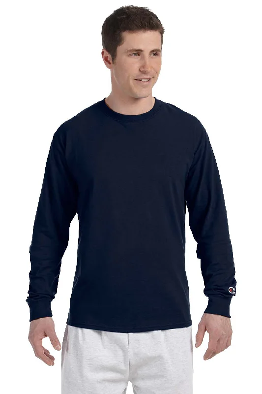 Beautiful Romance Champion Mens Long Sleeve Crewneck T-Shirt - Navy Blue