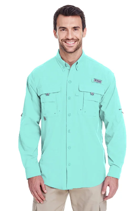 Classic Series Columbia Mens Bahama II Moisture Wicking Long Sleeve Button Down Shirt w/ Double Pockets - Gulf Stream Green Classic Series Columbia Mens Bahama II Moisture Wicking Long Sleeve Button Down Shirt w/ Double Pockets - Gulf Stream Green