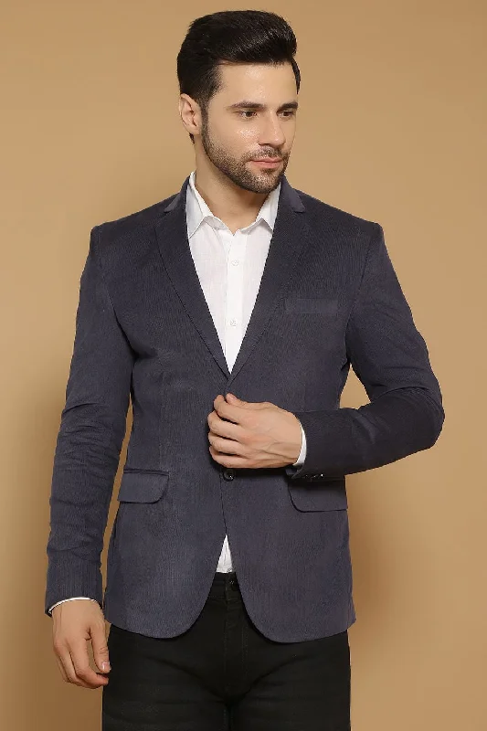 Celebrity Style Corduroy Cotton Blue 1 Blazer