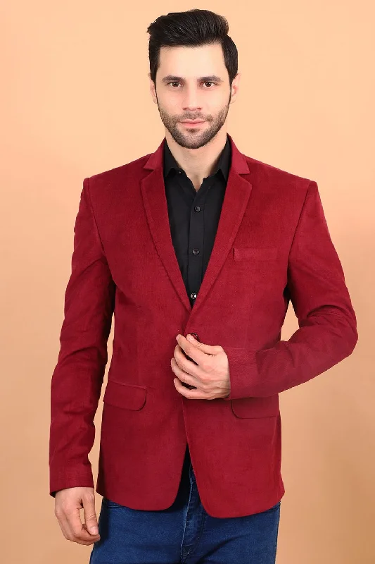 Cozy Fashion Trends Corduroy Cotton Red Blazer