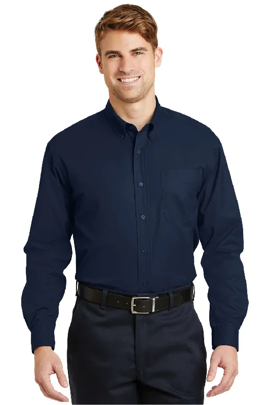 Soft Tops CornerStone Mens SuperPro Stain Resistant Long Sleeve Button Down Shirt w/ Pocket - Navy Blue - Closeout