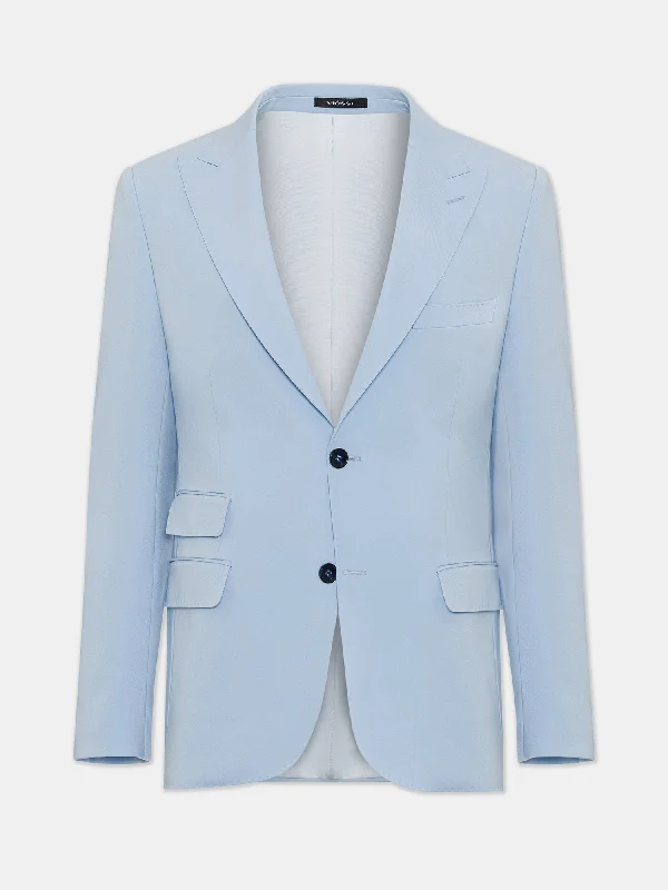 Soft Feel Donazi Sky-Blue Single Breasted Blazer