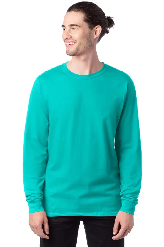 Floral Prints Hanes Mens ComfortSoft Long Sleeve Crewneck T-Shirt - Athletic Teal Green