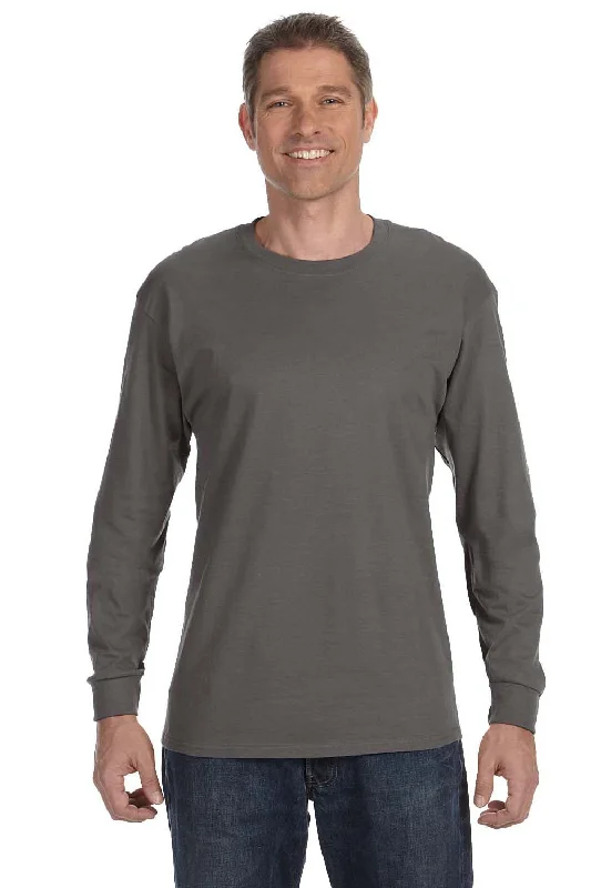 Unique Prints Hanes Mens ComfortSoft Long Sleeve Crewneck T-Shirt - Smoke Grey