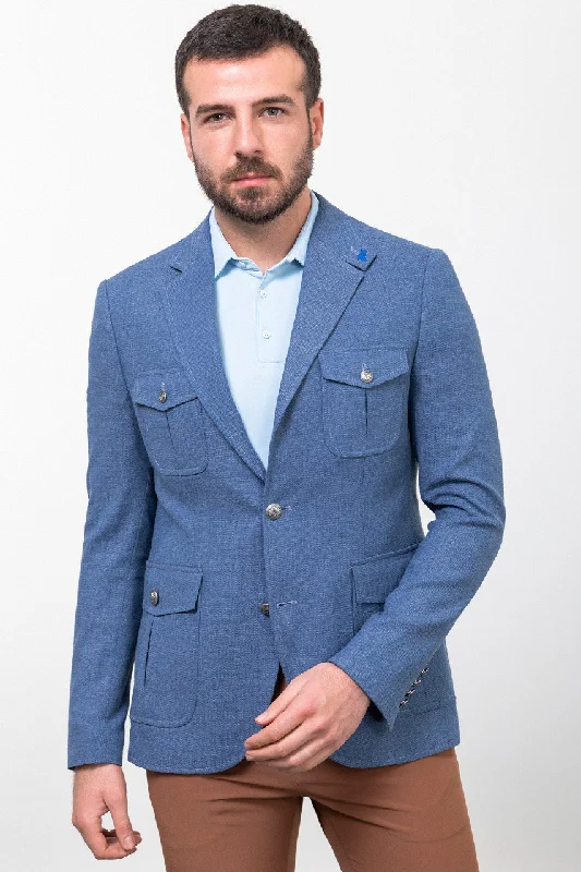 Party Wear Bojoni Torretta Slim Fit Blue Blazer