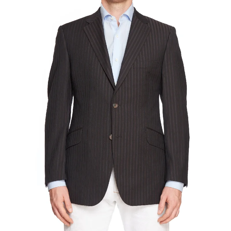 Soft Textures OZWALD BOATENG Black Striped Wool Jacket EU 50 NEW US 40