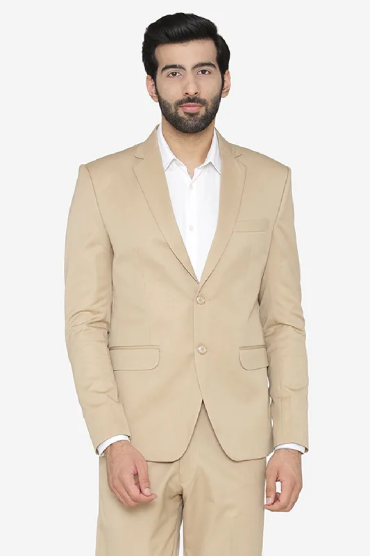 Modernism Polyester Cotton Beige Blazer