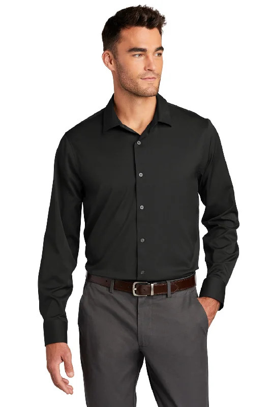 Playful Style Port Authority Mens City Moisture Wicking Long Sleeve Button Down Shirt - Black Playful Style Port Authority Mens City Moisture Wicking Long Sleeve Button Down Shirt - Black