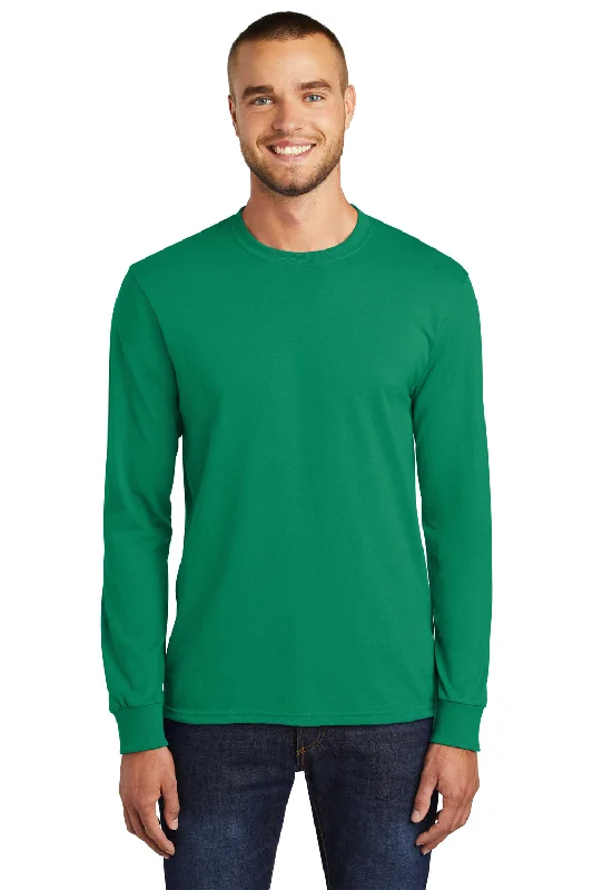 Innovative Design Port & Company Mens Core Long Sleeve Crewneck T-Shirt - Kelly Green