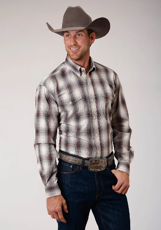 Sweet Girl Roper Mens Gray 100% Cotton Smoke Ombre L/S Tall Shirt