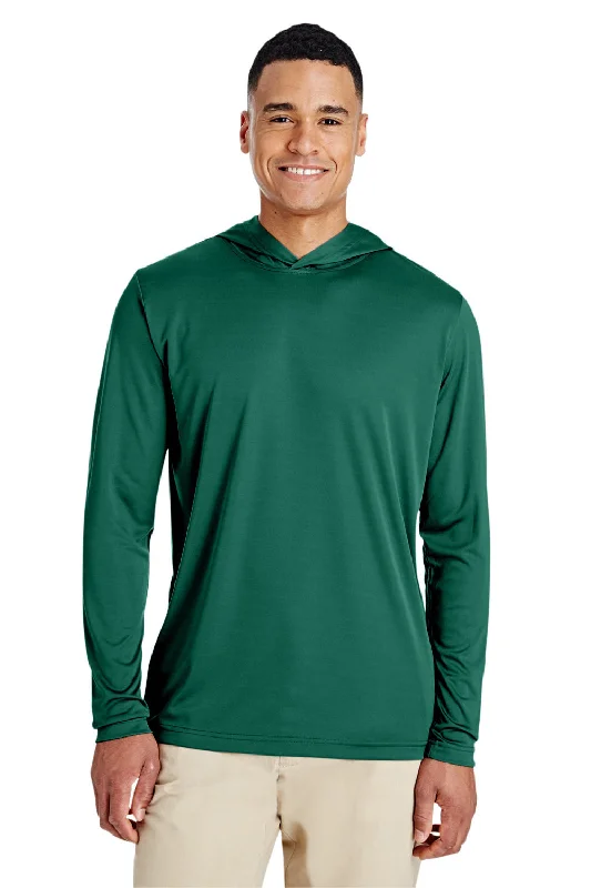 Personalized Design Team 365 Mens Zone Performance Moisture Wicking Long Sleeve Hooded T-Shirt Hoodie - Forest Green