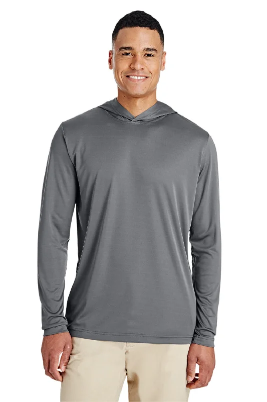 Classic Team 365 Mens Zone Performance Moisture Wicking Long Sleeve Hooded T-Shirt Hoodie - Graphite Grey