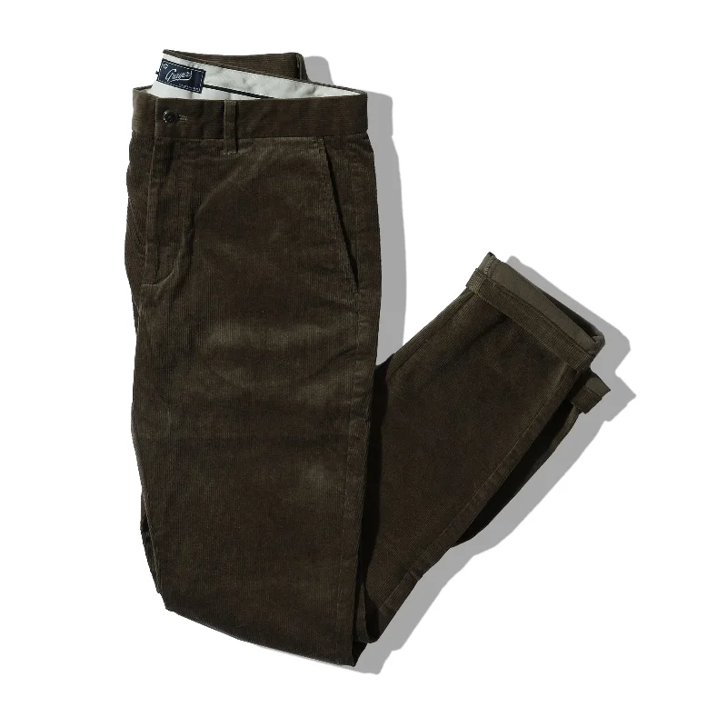 Slightly Flared Design Corduroy Stretch Slim Fit Pants - Mushroom